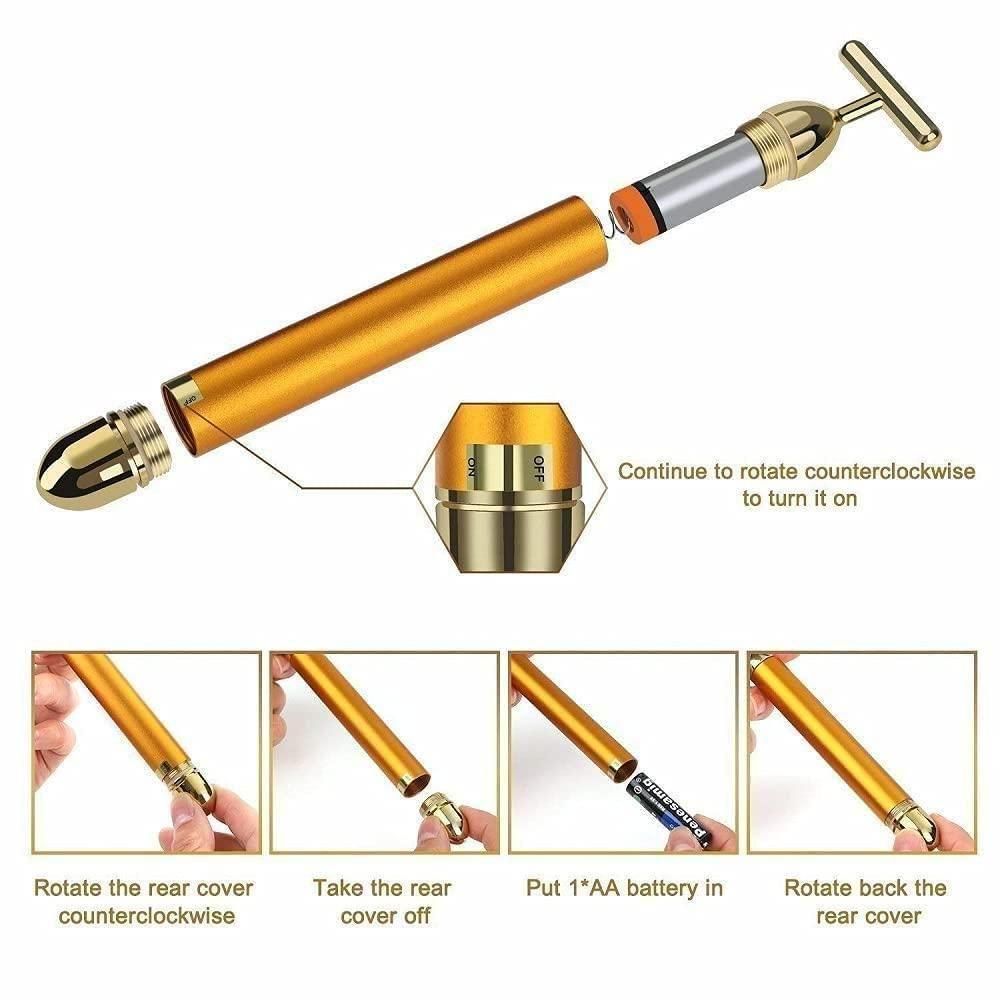 24K Gold Energy Beauty Bar Electric Facial Massage Roller ( 65% OFF + FREE SHIPPING )
