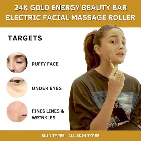 24K Gold Energy Beauty Bar Electric Facial Massage Roller ( 65% OFF + FREE SHIPPING )